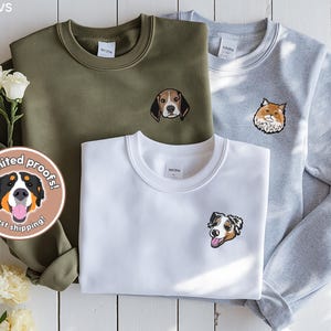 Custom EMBROIDERED Pet Sweater Using Pet Photo + Name Custom Dog Portrait Sweater Personalized Dog Pullover Sweatshirt Custom Cat Crewneck