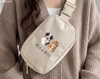 Custom Pet Memorial Embroidered Photo Sling Bag Comfort Colors Minimalist Dog Portrait Crossbody