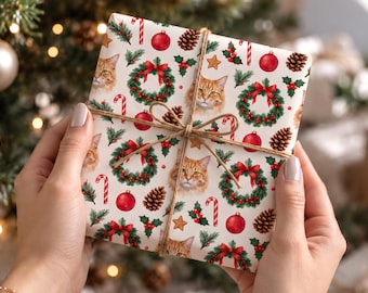 Custom Cat Christmas Wrapping Paper Using Photo Personalized Pet Gift Wrap Dog Birthday Cover