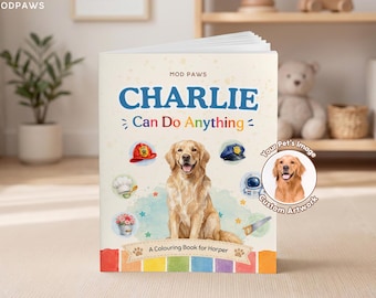 Personalized Dog Coloring Book From Pet Photo | Career Custom Animal Picture Activity Book Gift