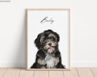 Custom Watercolor Portraits Using Pet Photo Personalized Digital Dog Portraits Cat Portraits Custom Dog Portraits Custom Pet Memorial Art