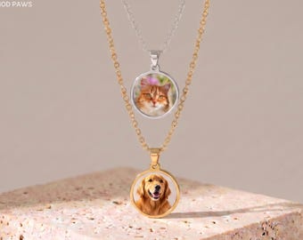 Custom Pet Photo Necklace Personalized Dog Picture Pendant Engraved Cat Memorial Jewelry Remembrance Gift