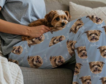 Custom Pet Pajamas Using Pet Photo + Name Personalized Dog Pajamas Custom Cat Pyjamas Dog Pjs Cat Pajamas for Women Puppy Christmas Pajamas