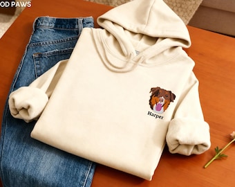 Felpa con cappuccio personalizzata ricamata per animali domestici da foto + nome - Felpa con cappuccio personalizzata per cani o gatti, felpa con cappuccio per animali domestici, felpa personalizzata, regalo per gli amanti degli animali