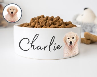 Custom Dog Bowl Using Pet Photo + Name Personalized Dog Bowl Personalized Cat Bowl Custom Cat Bowl Personalized Pet Bowls Custom Pet Bowl