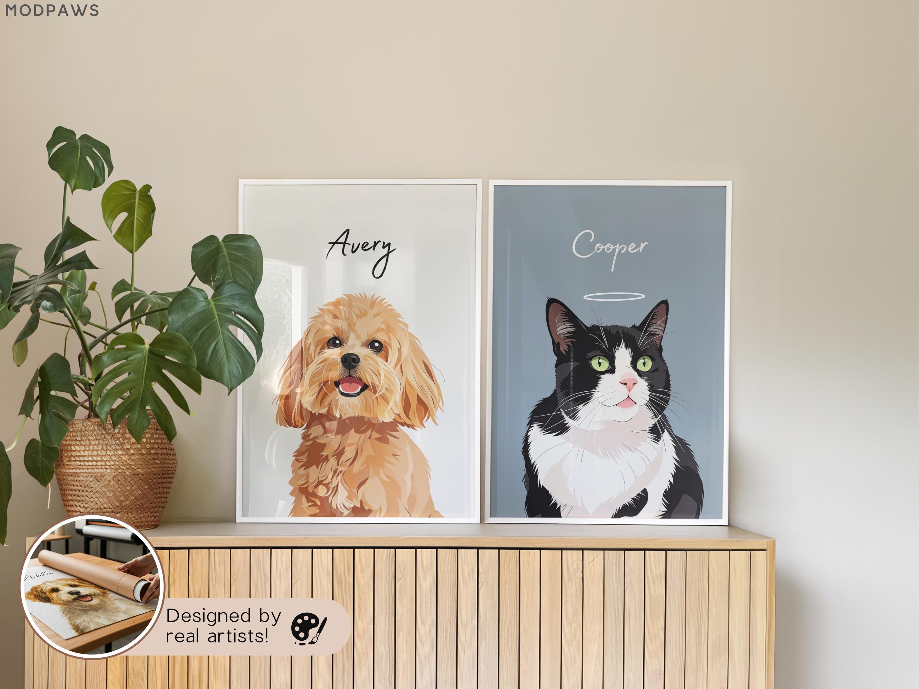 Custom Dog Portraits Using Pet Photo Personalized Digital Pet Portraits ...