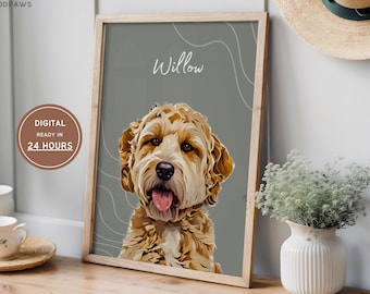 Custom Pet Portraits Using Pet Photo Personalized Digital Dog Portraits Cat Portraits Custom Dog Portraits Custom Pet Art Pet Drawing Poster