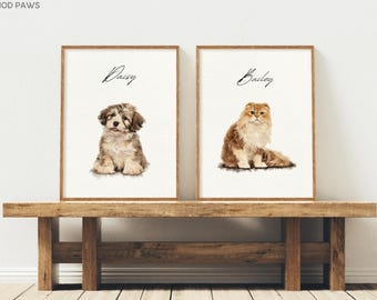 Custom Watercolor Portraits Using Pet Photo Personalized Pet Portraits Cat Painting Custom Dog Portraits Custom Pet Memorial Art Pet Loss
