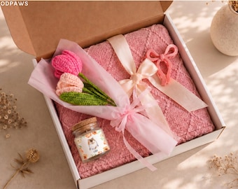 Watercolor Floral Pet Memorial Gift Box Custom Loss Sympathy Set Blanket Candle
