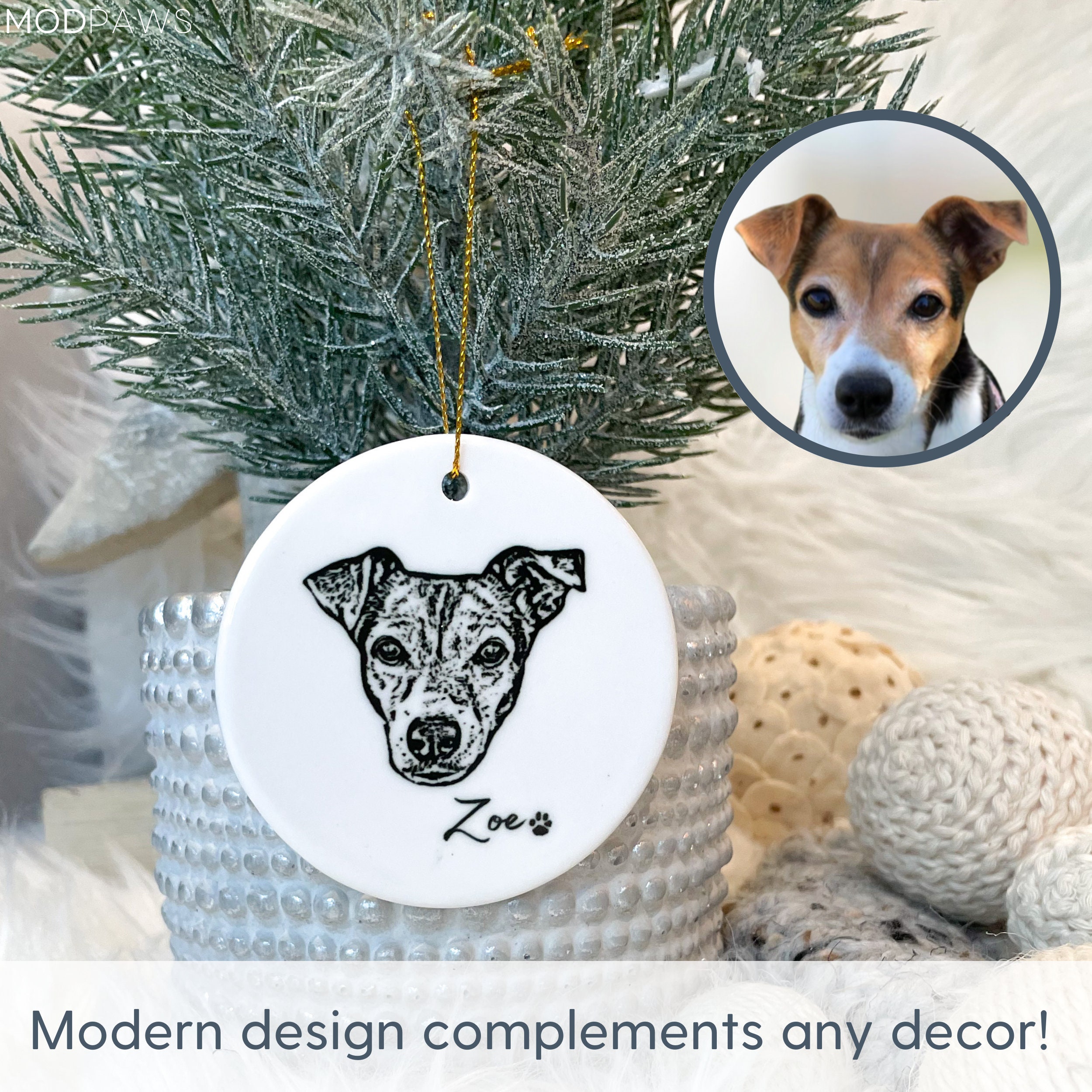 Personalized Pet Ornament Using Pet's Photo + Name - Custom Ornament ...
