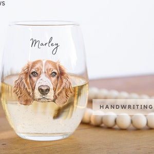 Custom Wine Glasses Using Pet Photo Name Custom Cat Red Wine Glasses Personalized Dog Wine Stemless Glass Custom Pet White Wine Glass image 9