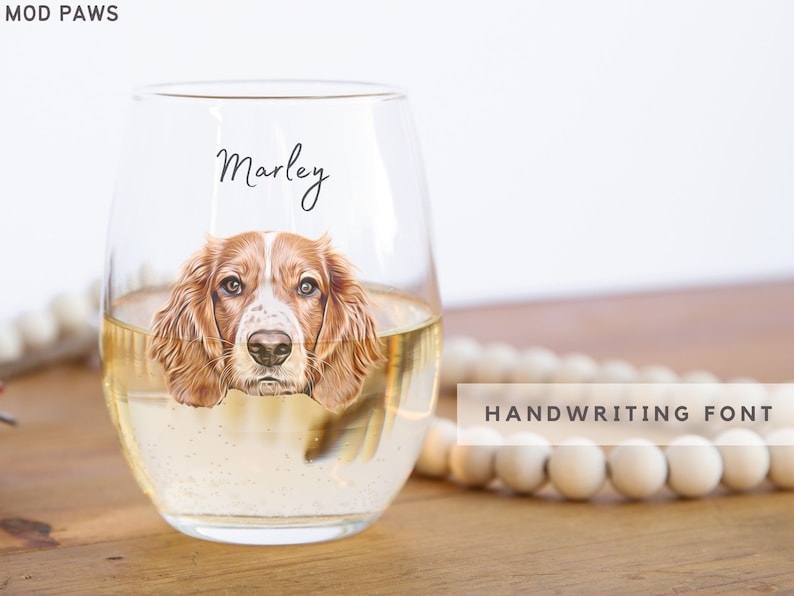 Custom Wine Glasses Using Pet Photo Name Custom Cat Red Wine Glasses Personalized Dog Wine Stemless Glass Custom Pet White Wine Glass image 9