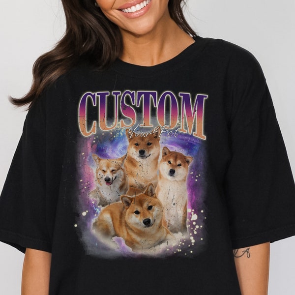 Custom Vintage Pet Shirt Pet Photo + Name Custom Dog Shirt Personalized Dog Shirt Custom Dog T Shirts for Humans Custom Cat Shirt 90's Tee