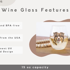 Custom Wine Glasses Using Pet Photo Name Custom Cat Red Wine Glasses Personalized Dog Wine Stemless Glass Custom Pet White Wine Glass image 5