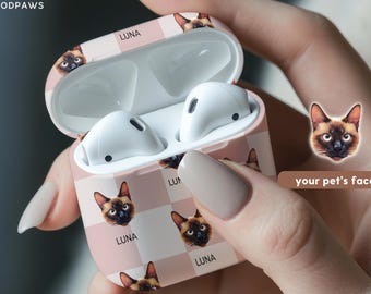 Custom Pet Airpods Case Pro Gen1/Gen2/ & Gen1/Gen2/Gen3 using Pet's Photo + Name Personalized Dog Case Customised Airpod Case Cat Airpod Pro