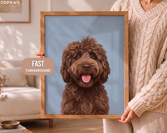 Custom Pet Portrait Digital Dog Art Personalized Cat Drawing Poster Canvas Memorial Gift Printable Illustration