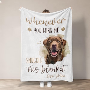 Custom Dog Memorial Blanket Using Pet Photo + Name Personalized Pet Memorial Gift Customize Dog Blankets Cat Picture Photo Blanket Mom Gift