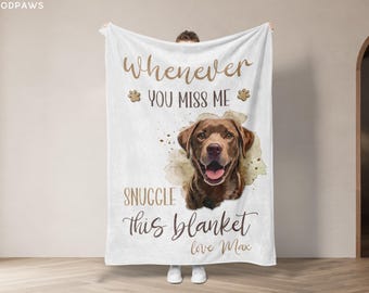 Custom Pet Picture Throw Blanket with Name Personalized Photo Keepsake Gift for Dog Owners