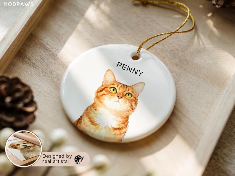 Personalized Watercolor Pet Ornament From Photo – Custom Dog & Cat ...
