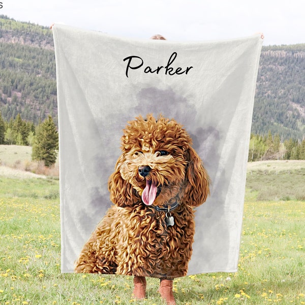 Custom Pet Blanket Using Pet Photo + Name Custom Dog Blanket Personalized Dog Blankets Cat Picture Blanket Pet Photo Blanket Dog Dad Gift