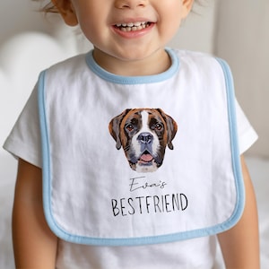 Custom Pet Photo Baby Bib Personalized Infant Bib with Dog Cat Portrait Newborn Baby Gift Clothing Pet Lover Gift Personal Toddler Bib
