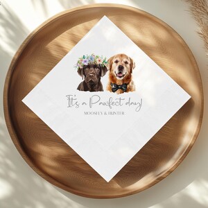 Custom Dog Wedding Napkins Using Pet Photo Personalized Dog Cocktail Wedding Serviettes Custom Cat Napkins Dog Birthday Decorations Napkins image 6