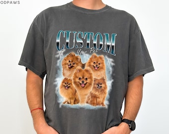 Custom Comfort Colors Vintage Pet TShirt Pet Photo + Name Custom Dog Shirt Personalized Shirt Custom T Shirts for Humans Cat Shirt 90's Tee