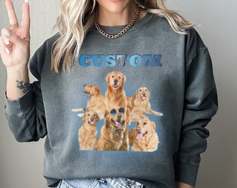 Custom Vintage Pet Sweater Using Pet Photo Custom Dog Bootleg Sweater Personalized Dog Pullover Sweatshirt Dog Mom Gift Custom Cat 90S Tee