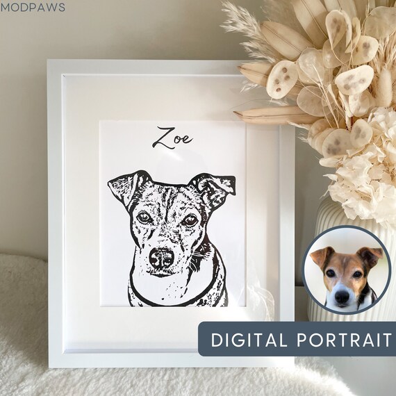 Custom Pet Portraits Using Pet Photo Name Digital Dog Etsy