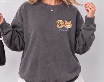 Custom Comfort Colors® Watercolor Sweater Personalized Dog Photo Graphic Crewneck Pet Portrait Sweatshirt Cat Mom