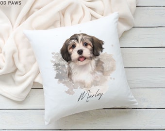 Custom Watercolor Pet Pillow Using Pet Photo + Name Custom Cat Dog Pillow Personalized Cat Pillows Cases Picture Pillow Pet Picture Pillow
