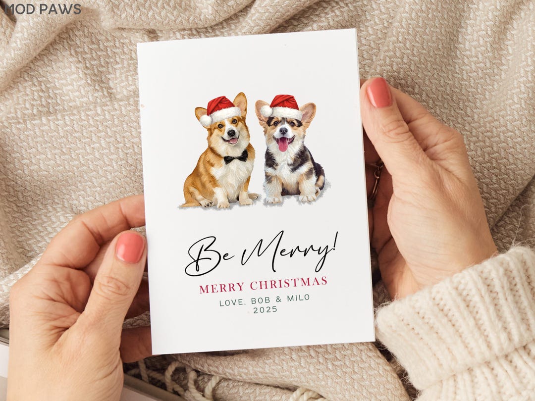 Custom Christmas Greeting Card With Pet Portrait Personalized Dog ...