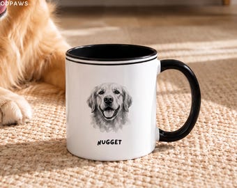 Personalized Classic Pet Portrait Ceramic Mug Custom Dog Mom Cat Dad Name Coffee Cup