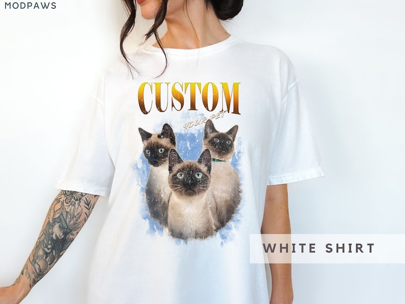 Custom Vintage Pet Shirt Pet Photo Name Custom Dog Shirt Personalized Dog Shirt Custom Dog T Shirts for Humans Custom Cat Shirt 90's Tee zdjęcie 4