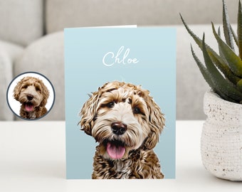 Custom Greeting Card With Pet Portrait Personalized Dog Greeting Card Personalized Christmas Cards Custom Thank You Cards Cat Birthday Cards