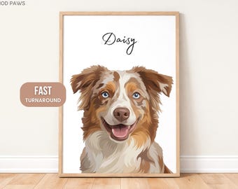 Custom Pet Portraits Using Pet Photo Personalized Digital Dog Portraits Cat Portraits Dog Portraits from Photos Custom Pet Art Drawing