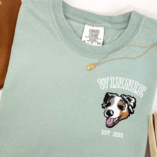 Custom EMBROIDERED Pet Shirt Pet Photo + Name Custom College Dog Shirt Personalized Dog Shirt Custom Dog T Shirts Custom Cat Shirt T-Shirts