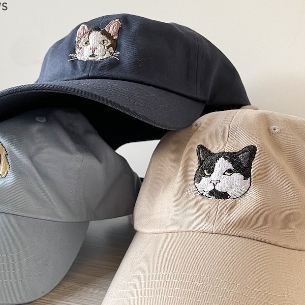 Cappello per animali domestici RICAMATO personalizzato utilizzando la foto dell'animale domestico Cappello per cani personalizzato Cappello per gatti personalizzato Cappello per animali domestici personalizzato Cappello per cani Berretto da baseball per cani personalizzato Cappello per mamma cane