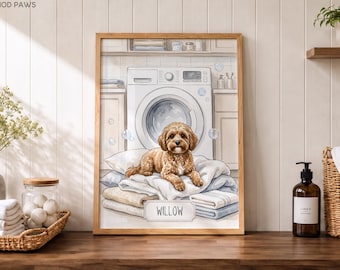 Personalized Laundry Dog Painting Custom Digital Pet Watercolor Artwork Cat Portrait Memorial Canvas