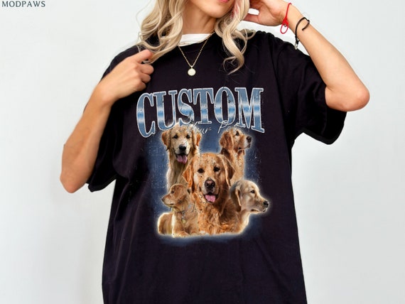 T shirt vintage personnalise pour animal de compagnie Photo d animal de compagnie nom T shirt