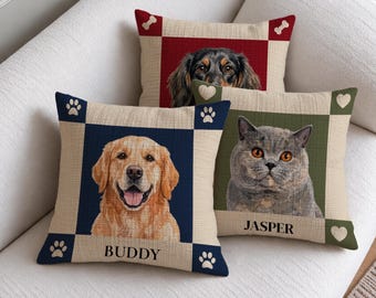 Individuell gewebtes Haustierkissen mit personalisiertem Hunde- oder Katzenmotiv – Geschenk zum Gedenken an einen geliebten Menschen