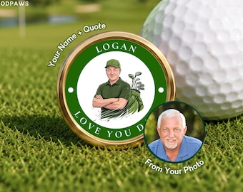 Custom Human Portrait Golf Ball Marker Engraved Stainless Steel Personalized Hat Art Gift Dad