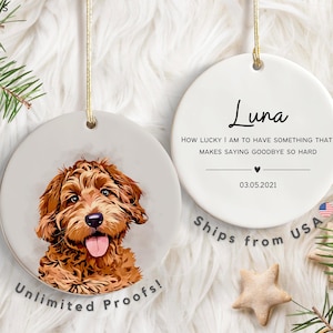 Personalized Pet Watercolor Ornament Using Pet's Photo + Name - Custom Ornament Christmas Dog Ornament Personalized Dog Ornament Custom Dog