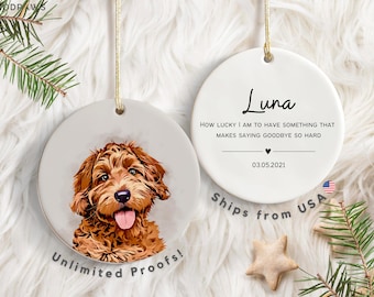 Ornement personnalisé à l'aquarelle pour animal de compagnie avec la photo et le nom de l'animal de compagnie - Ornement personnalisé Ornement de Noël pour chien Ornement personnalisé pour chien Chien personnalisé