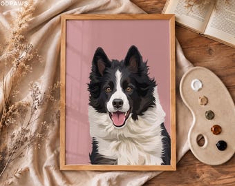 Personalized Dog Painting Digital Cat Print Custom Animal Artwork  Memorial Gift Canvas Wall Poster