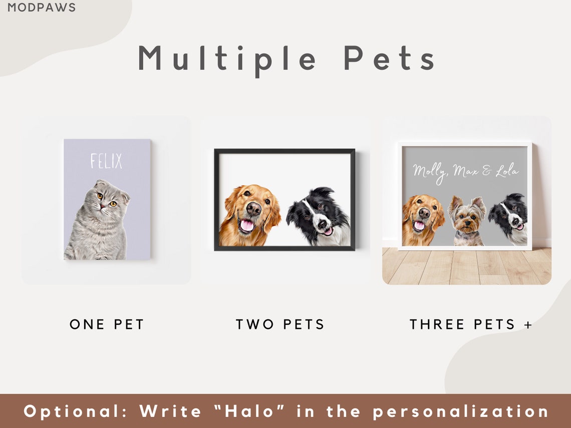 Custom Pet Portraits Using Pet Photo Personalized Digital Dog Portraits ...