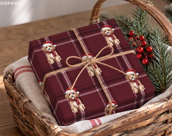 Custom Pet Plaid Wrapping Paper Using Image Custom Dog Portrait Christmas Birthday Wrap