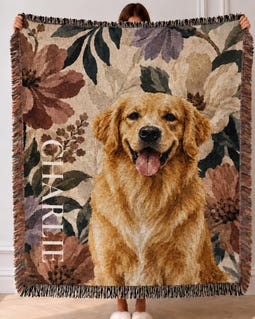 Custom Dog Portrait Woven Blanket with Name Personalized Pattern Tapestry Throw Pet Memorial Keepsake By ModPawsUS Designed by ModPawsUS Shop owned by Mod Paws 5 years on Etsy