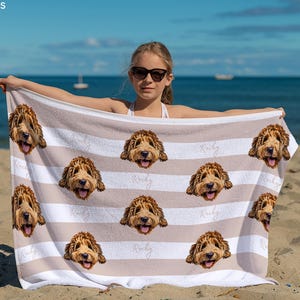 Custom Pet Beach Towel Using Pet Photo + Pet Name Personalized Cat Beach Towels Custom Dog Personalized Towels Beach Personalized Pool Towel