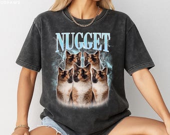 Custom Comfort Colors Vintage Bootleg Cat Shirt Custom Dog Photo Portrait Tee New Launch Sale Gift